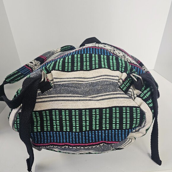 American Eagle Backpack Hippie Granola Gorpcore Boho Festival Stripes Blue Green - Picture 6 of 10